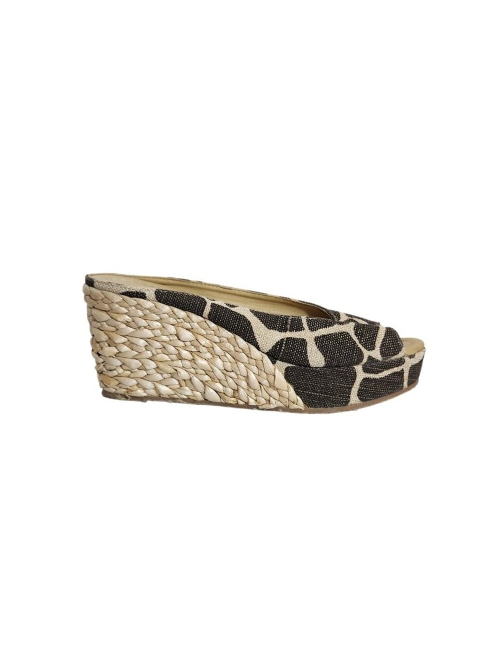 CL by Laundry Brown and Beige Giraffe Print Wedges Size 8